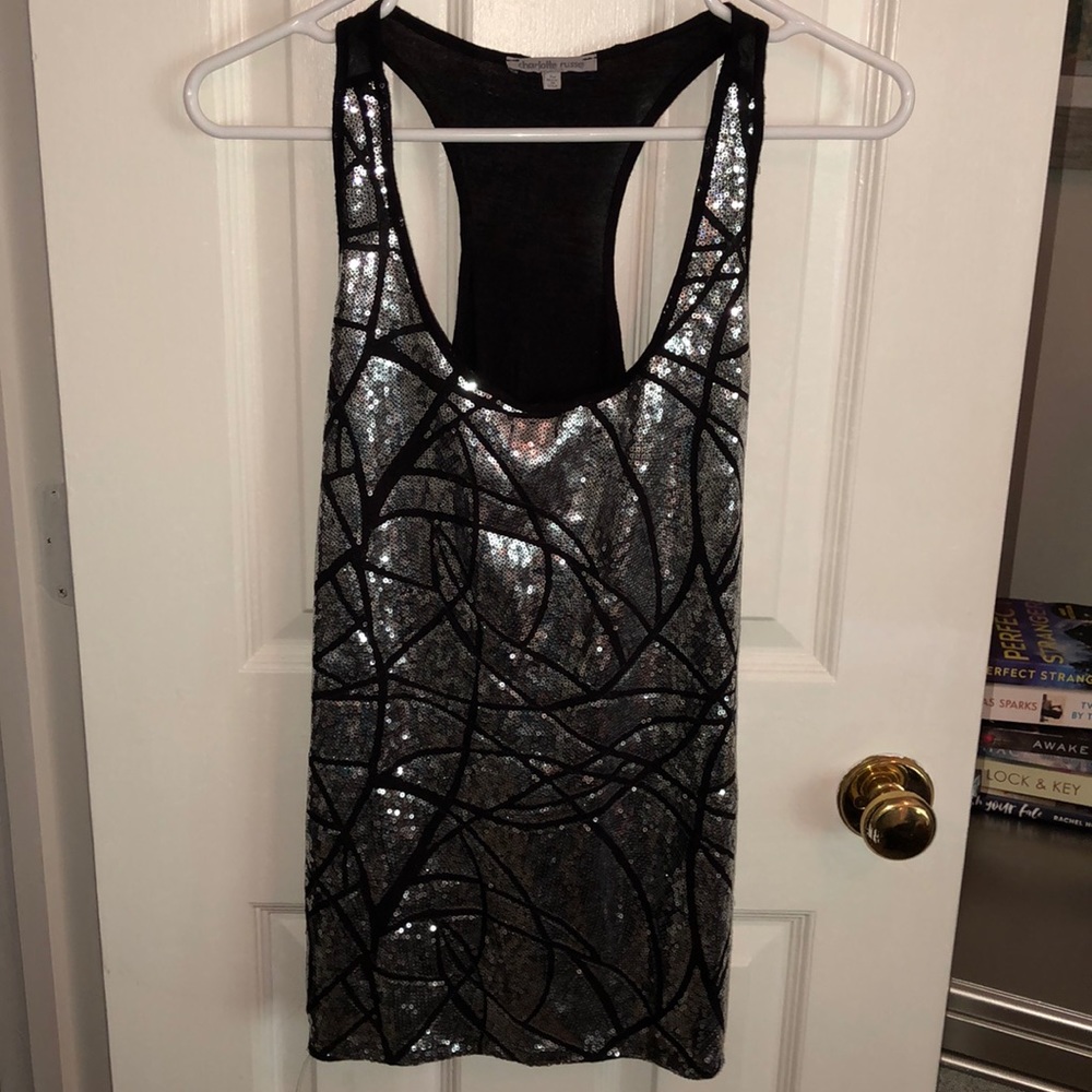 Black and silver sequined racerback tank